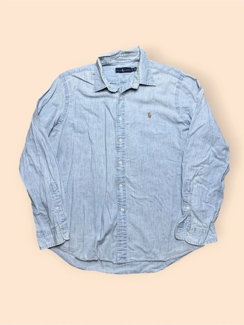 Ralph Lauren Chambray Shirt Men’s XL Blue Denim Button Up